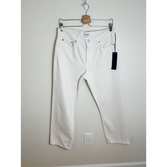 Re/Done Easy Straight Crop Vintage White Jeans Size 27 New - Picture 5 of 9